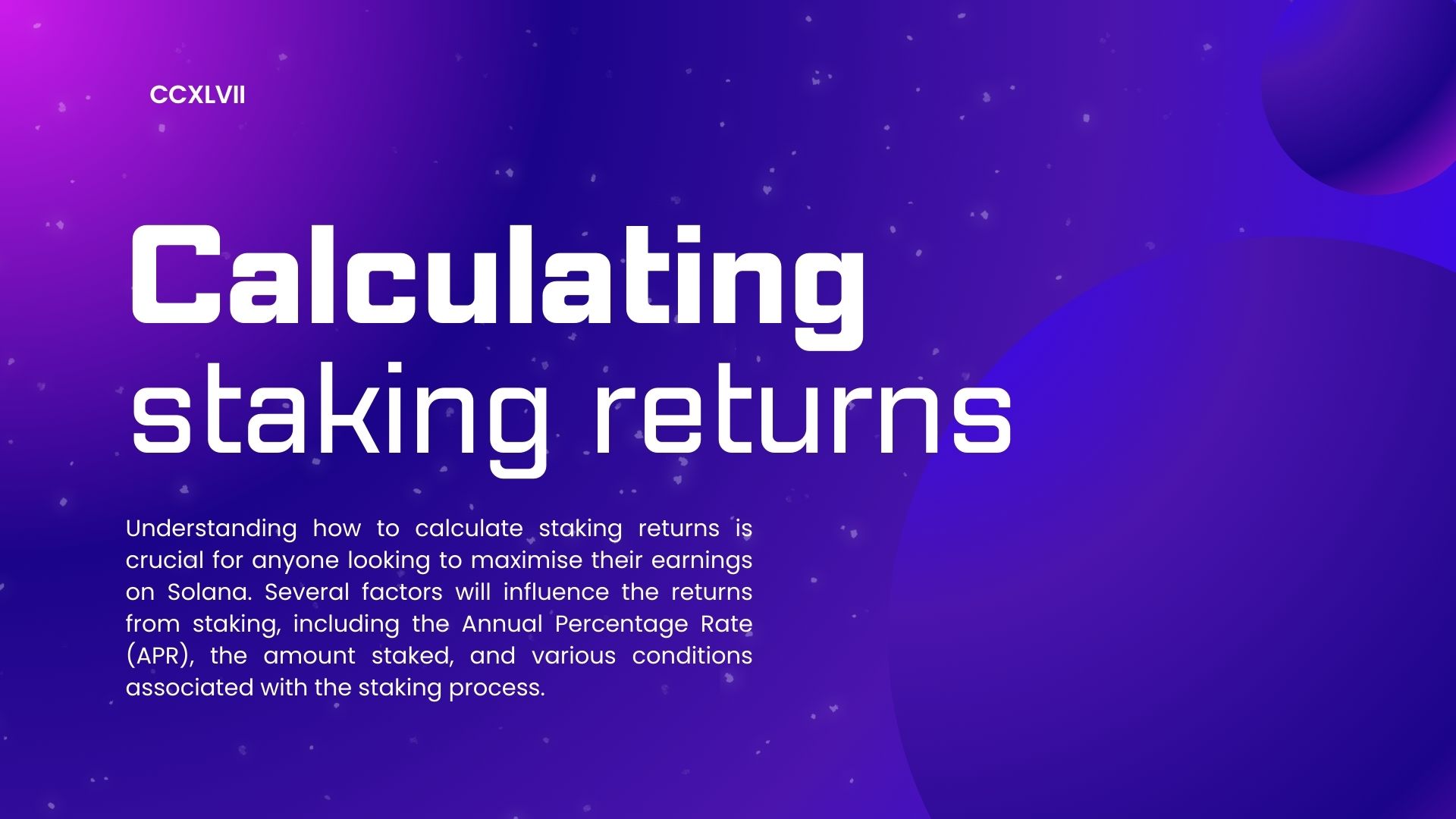 Graphic reading "calculating staking returns".