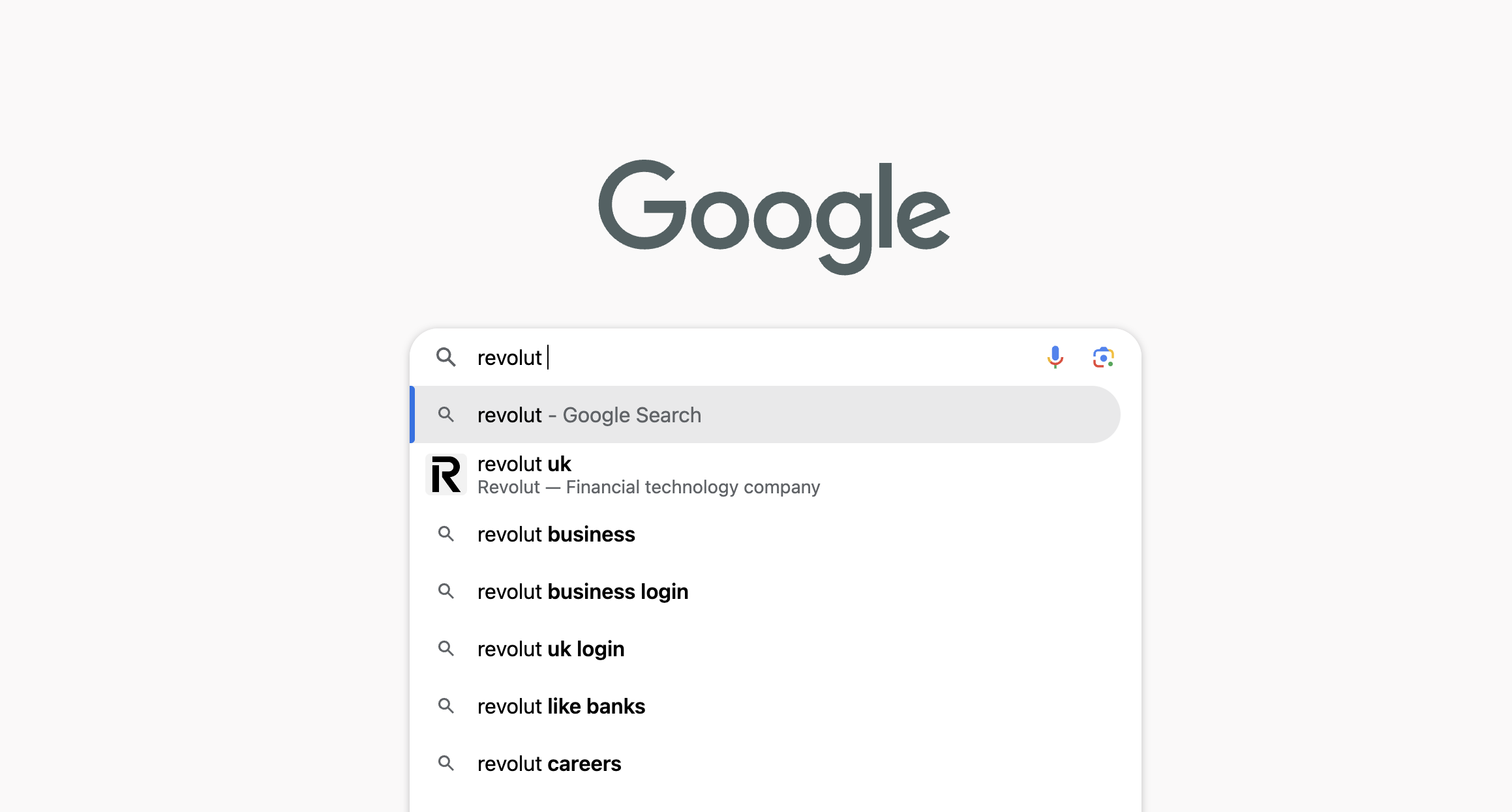 Typing Revolut into Google.