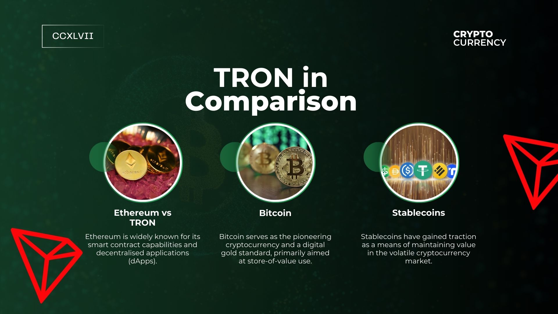 Graphic reading "TRON in comparison".