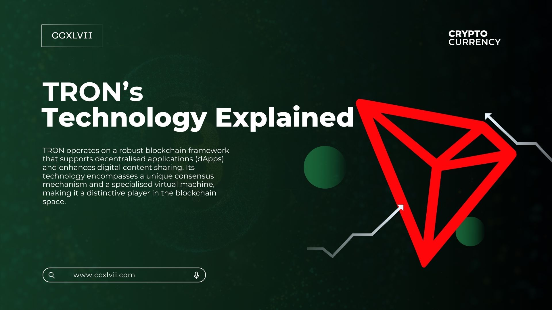 Graphic reading "TRON's technology explained".